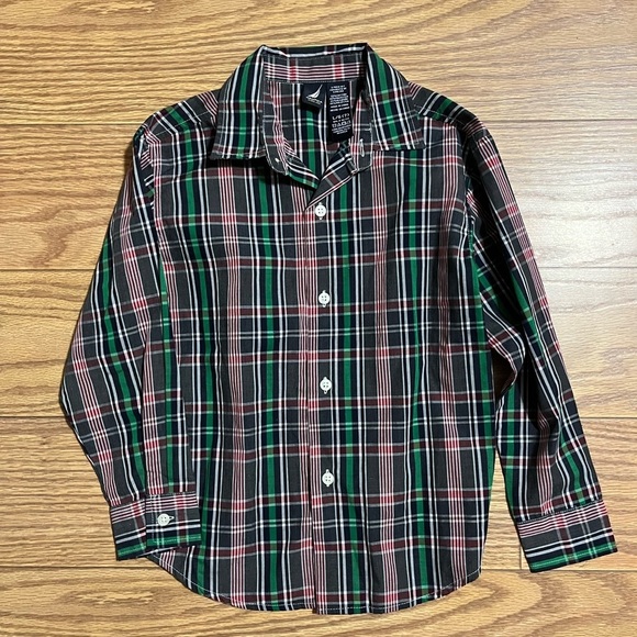 Nautica Boy’s Plaid Button Down Shirt Large 7 - Picture 1 of 3